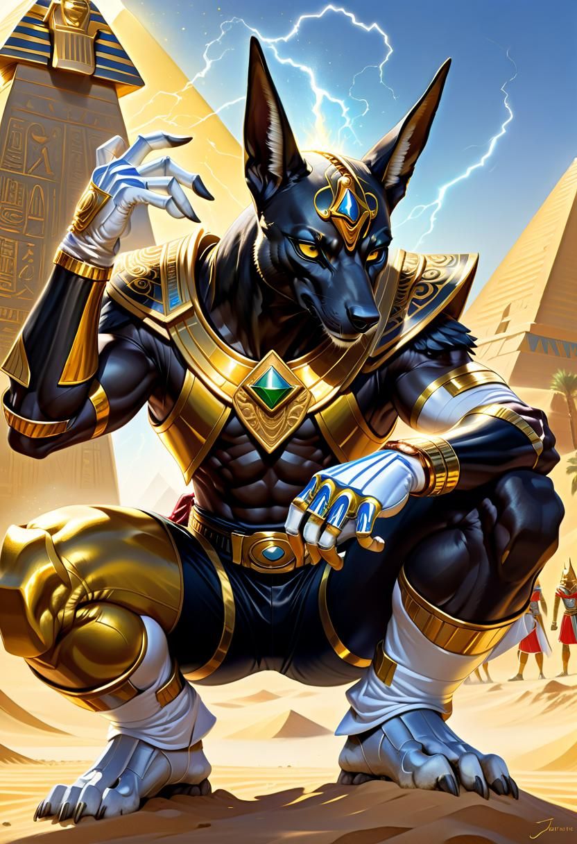 Anubis Pharaoh Power Ranger in Oil Painting
