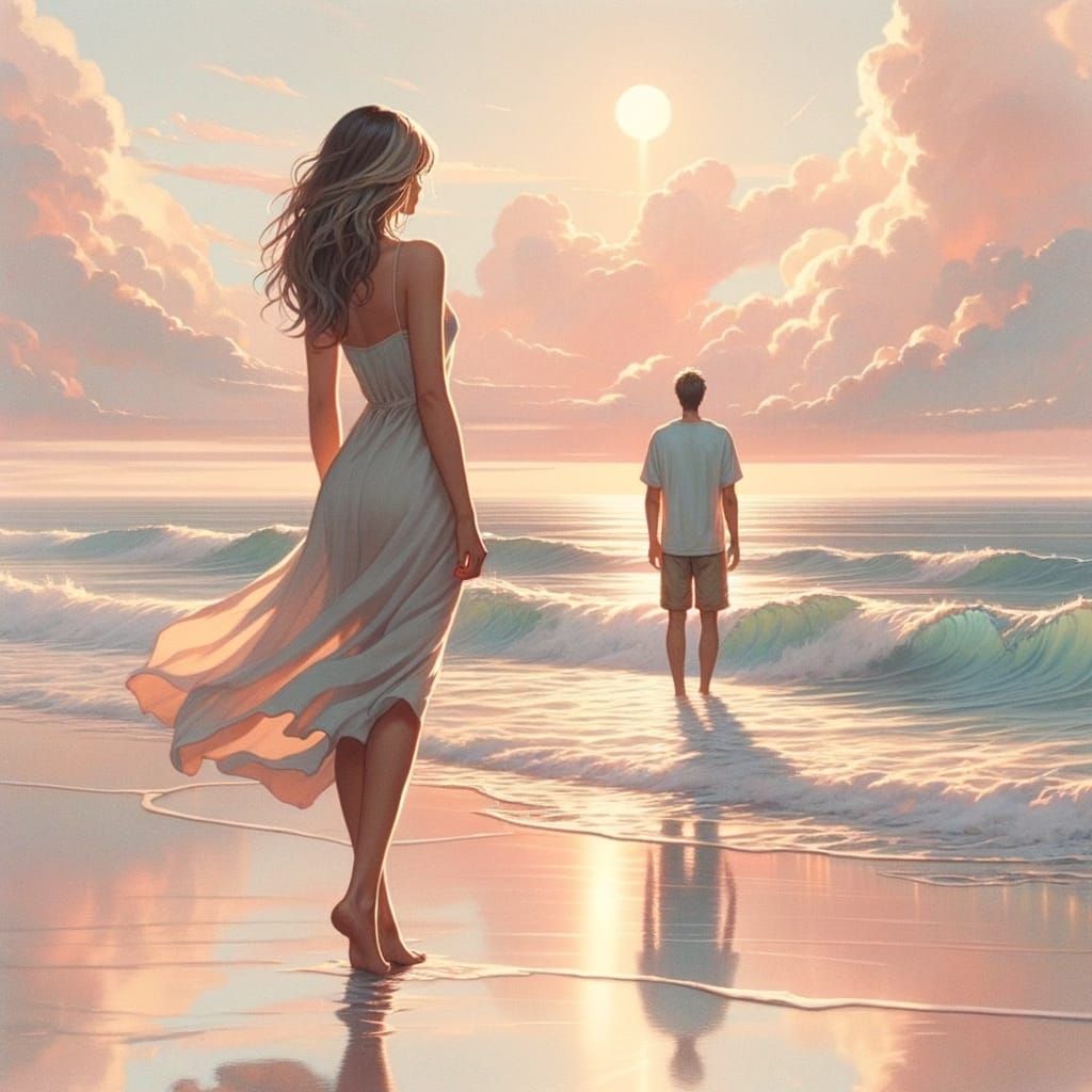 Dreamy Beach Scene: A Heart-Wrenching Love Story