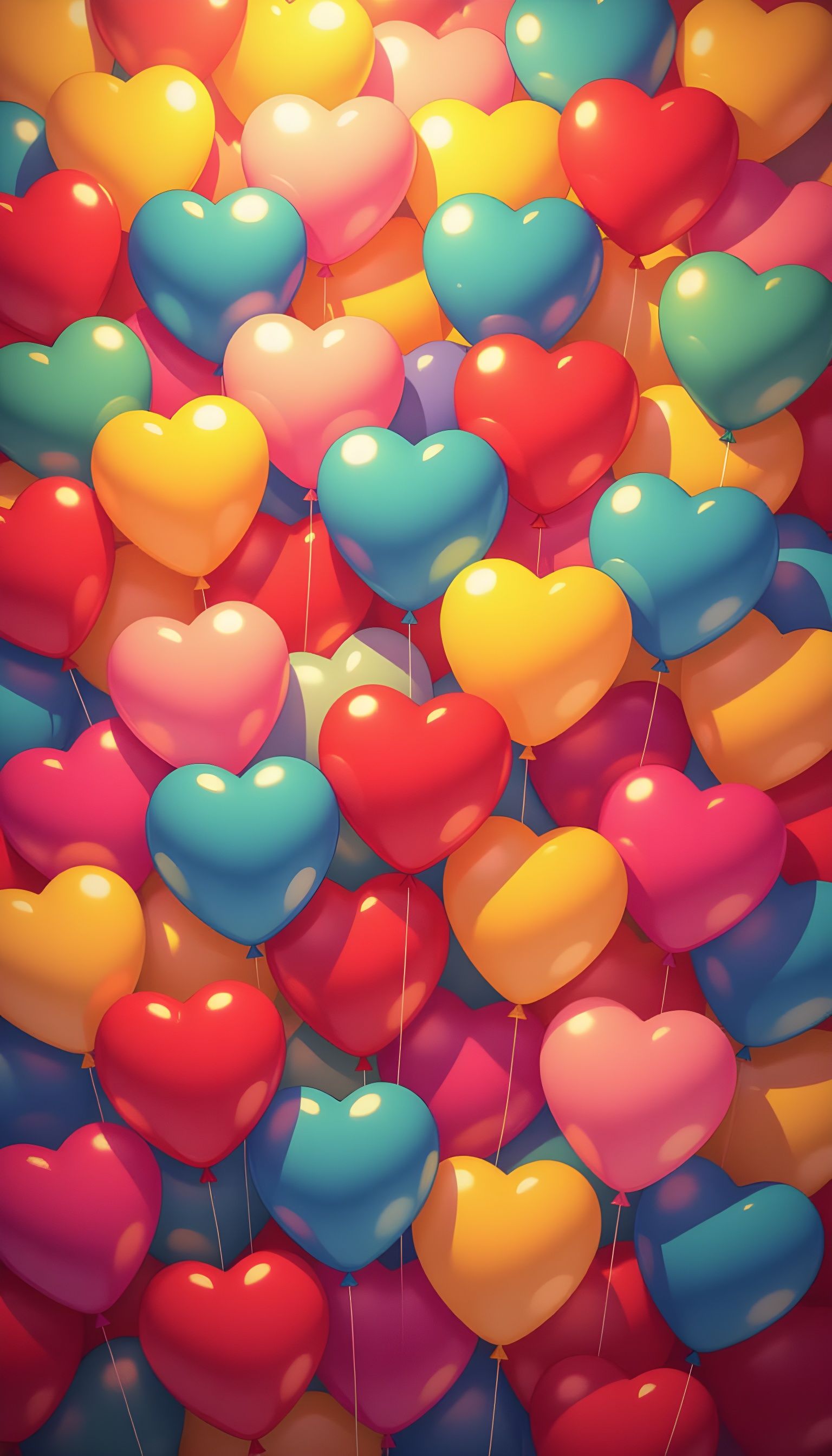Heart Shaped Balloons Fill the Frame Background
