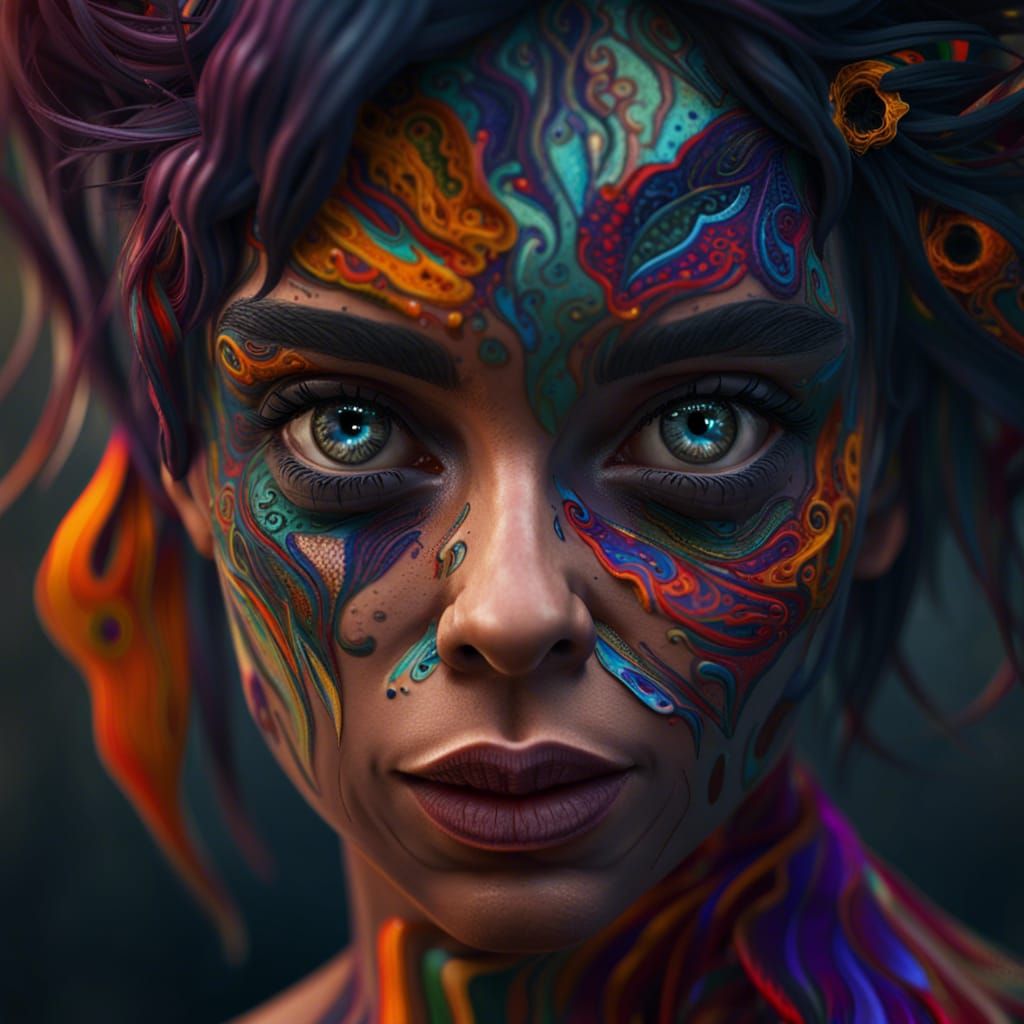 Beautiful Woman with Striking Features in Gothic Art