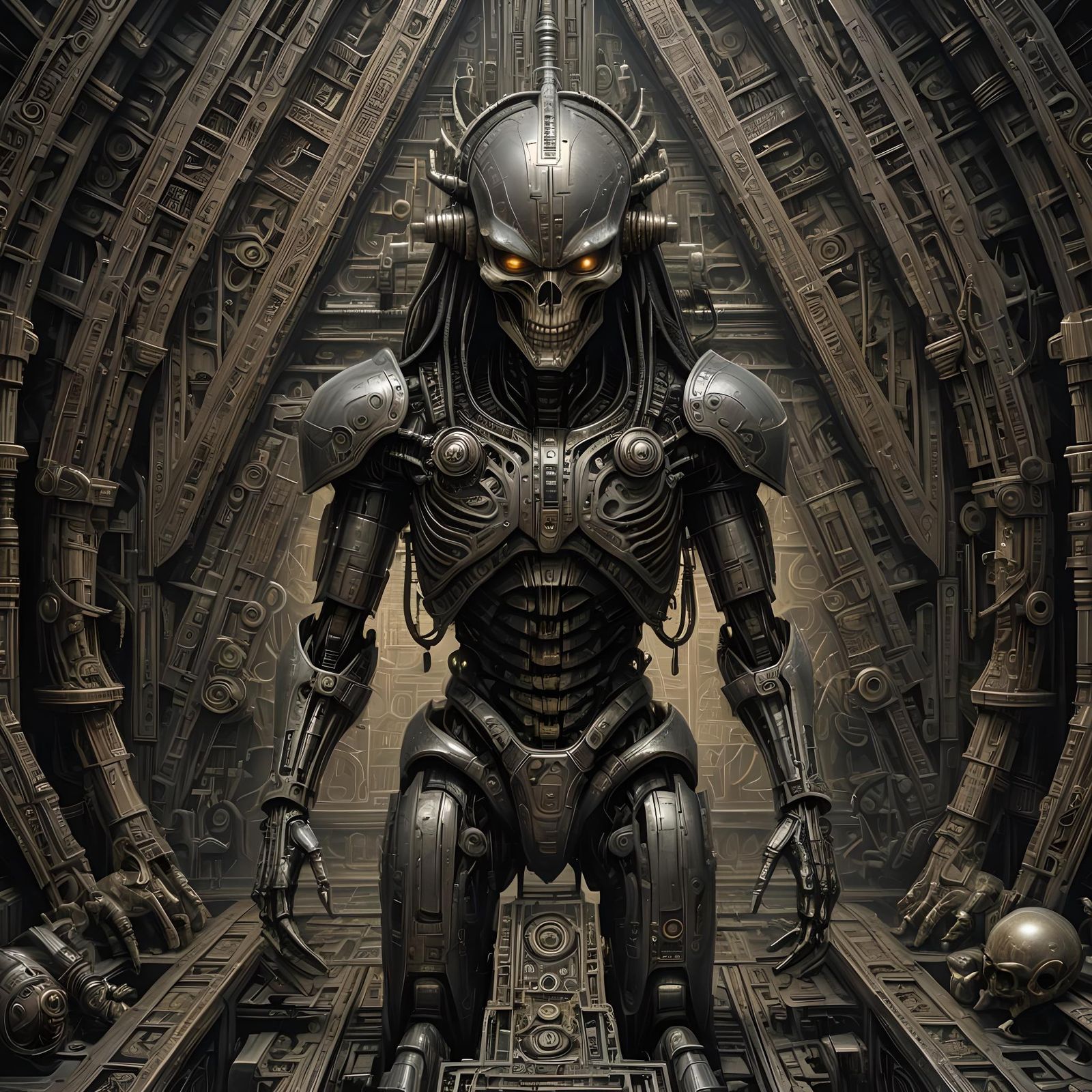 Robotic Guard in Dark Aesthetic, Digital Art