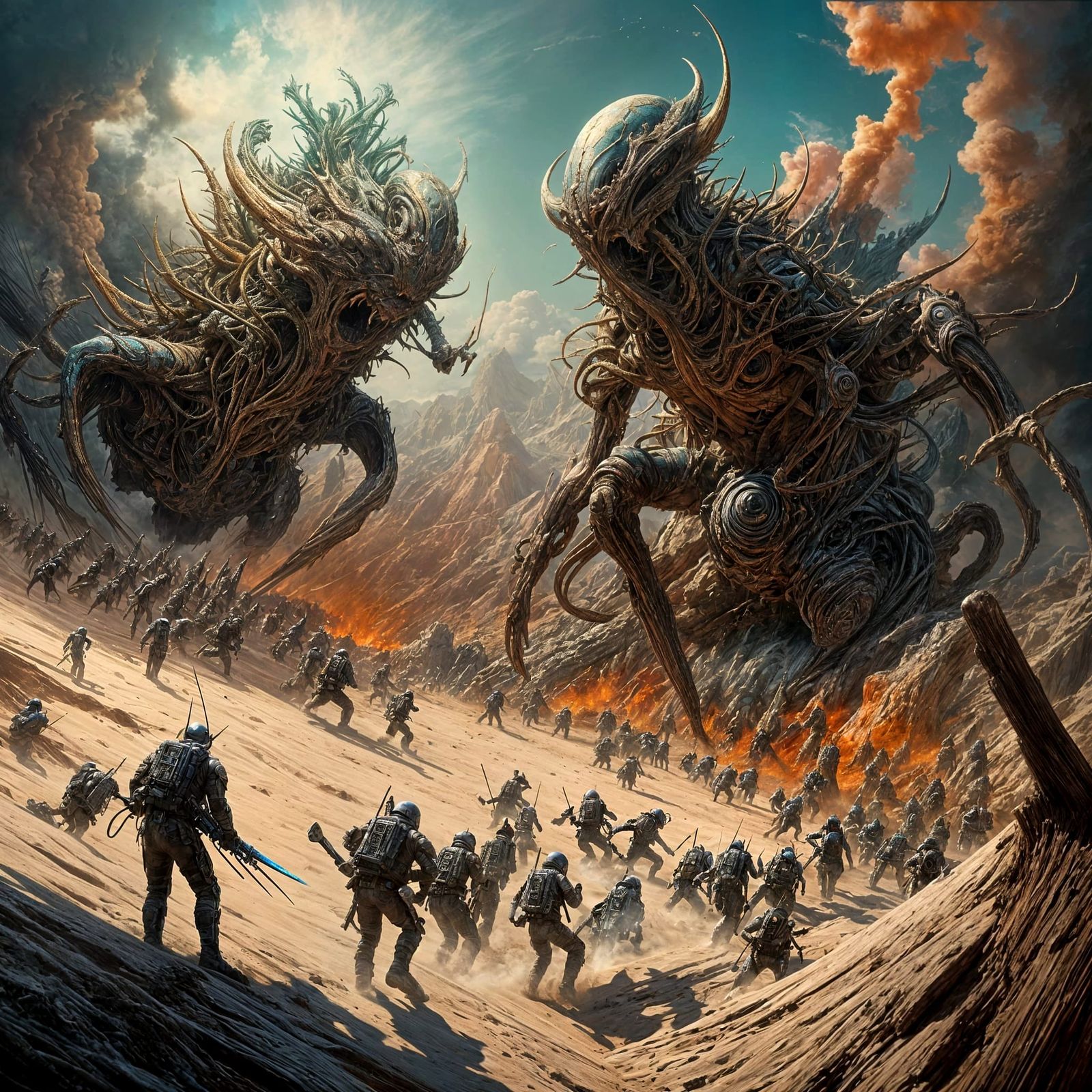 Abstract Alien Portrait in a Bizarre Landscape