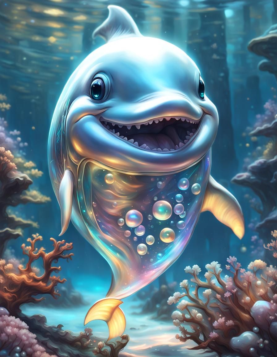 Iridescent Ghost Dolphin Hybrid in Detailed Digital Art