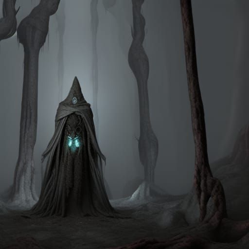 mysterious entity in a dark forest