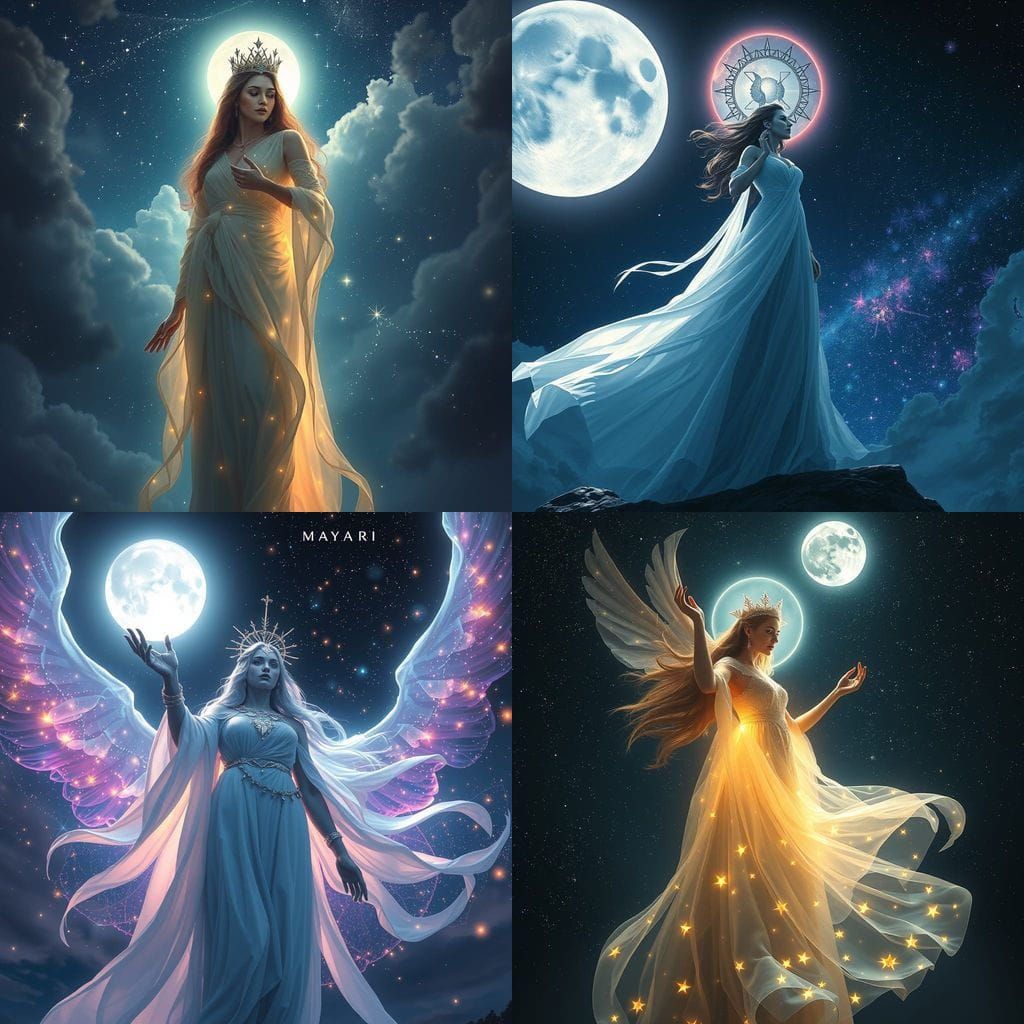 Mayari, Lunar Goddess Creating Moonlight, Fantasy Art