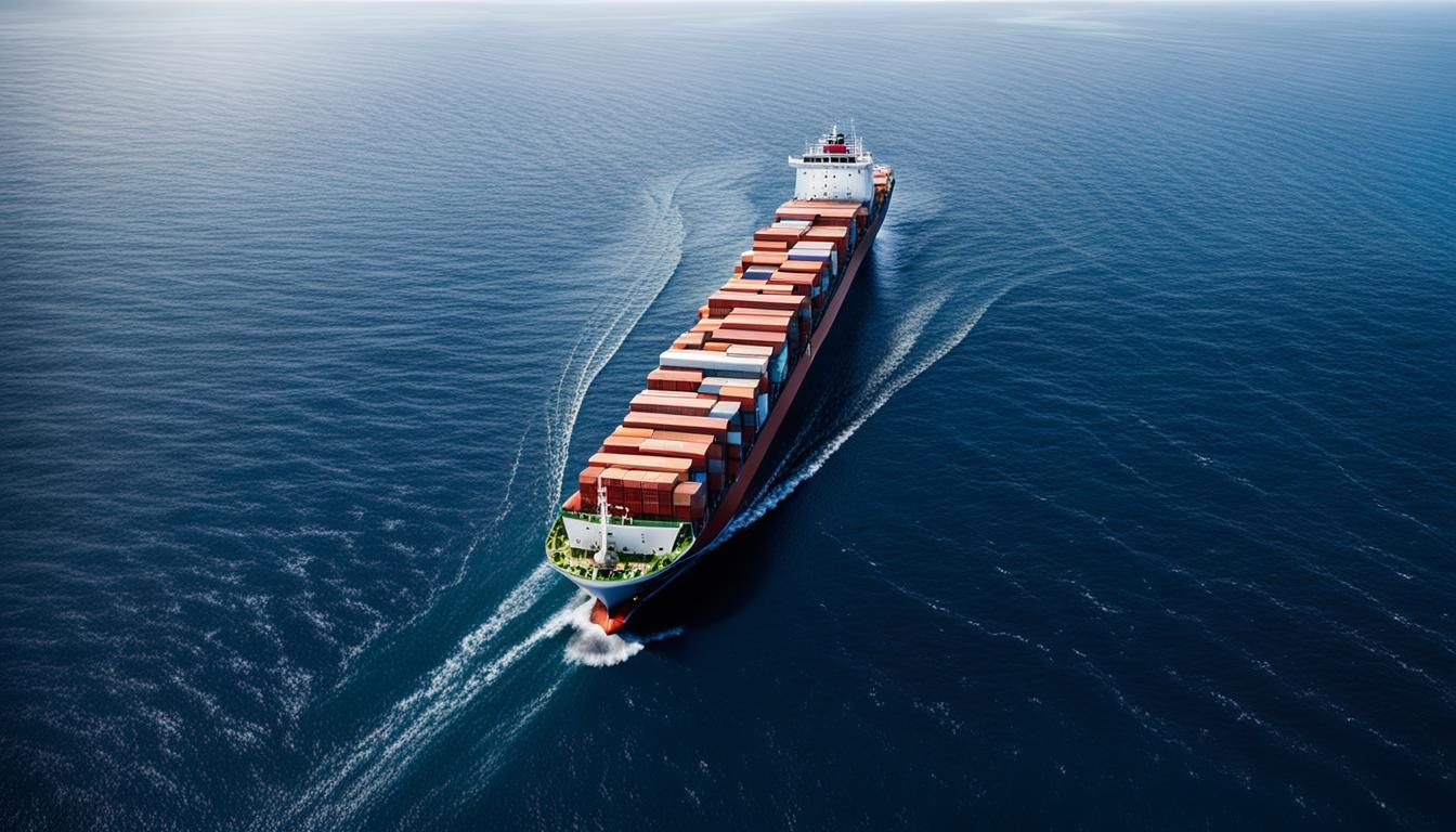 Container Ship in Vast Ocean: Global Trade Link