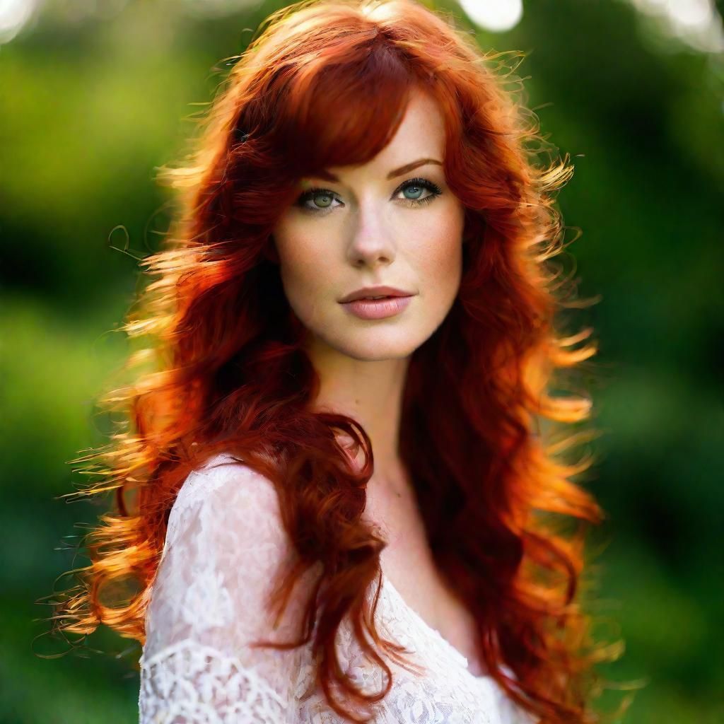 Portrait of a Beautiful Woman with Red Hair