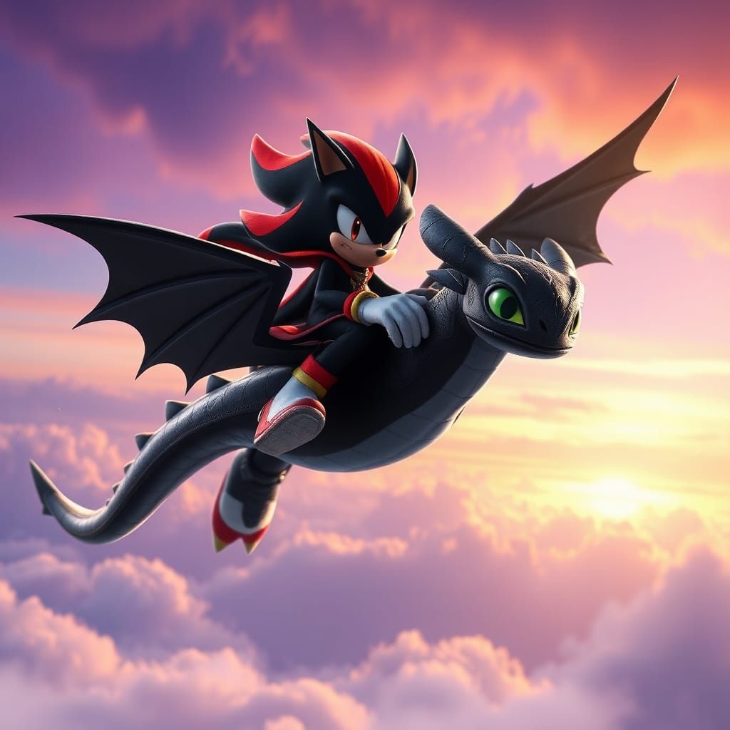 Shadow the Hedgehog Rides Toothless in Dreamscape