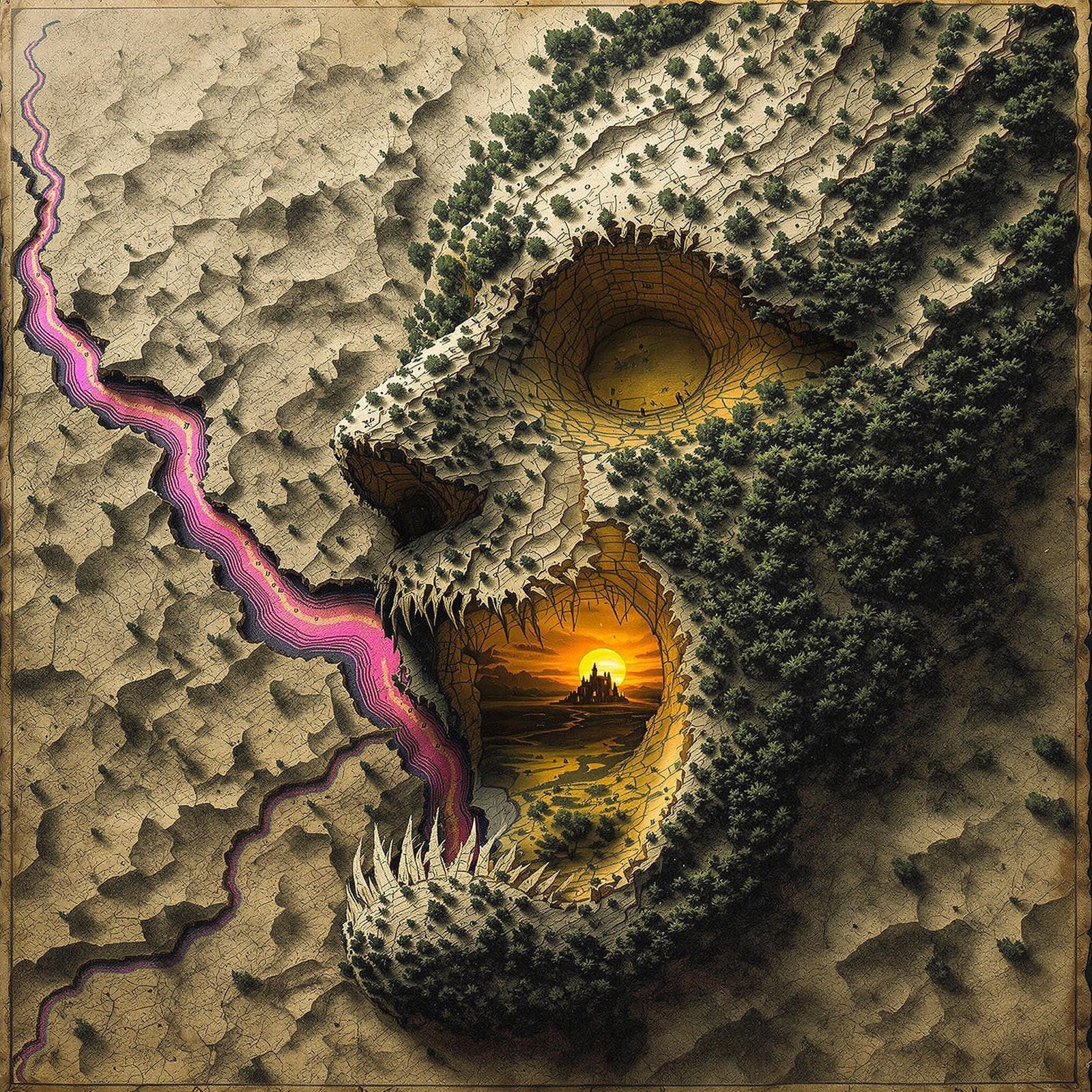 Screaming Map of Maldon: Digital Relic in Brutalist Style