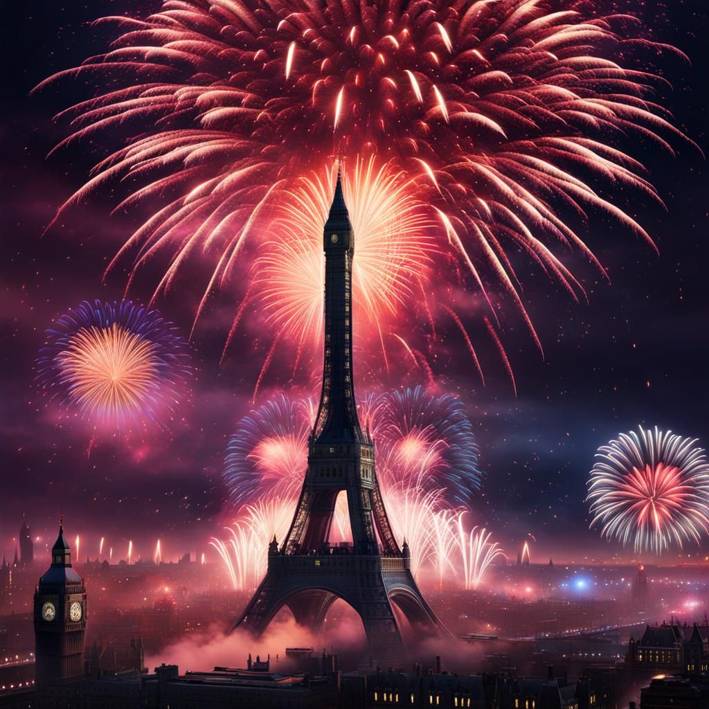 London Fireworks Light Up New Year: 8K Art