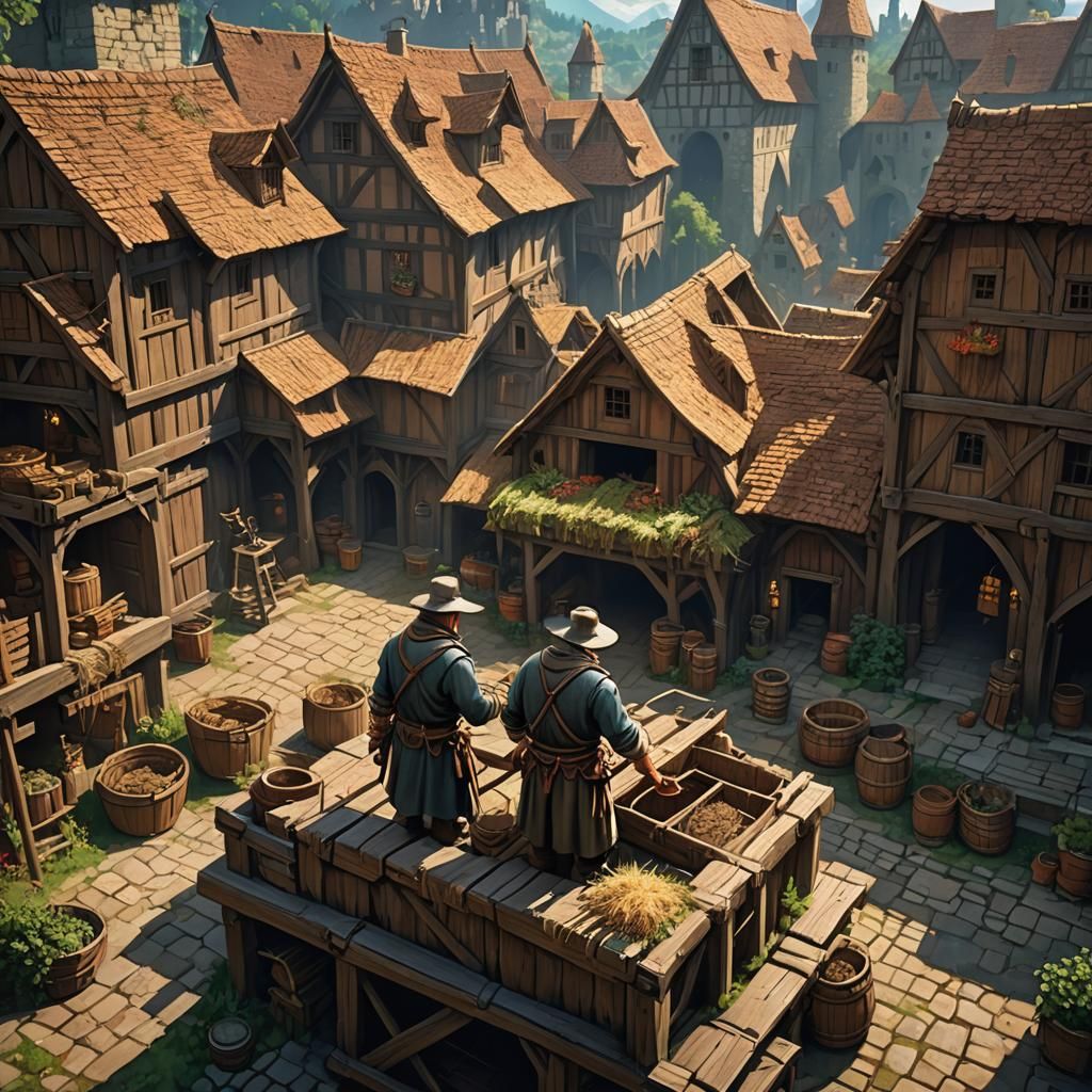 Medieval Peasant at Work: Digital Art in Anime Style