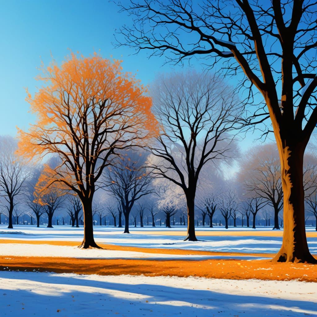 Winter in Hyde Park: An Expressionist Abstract Painting