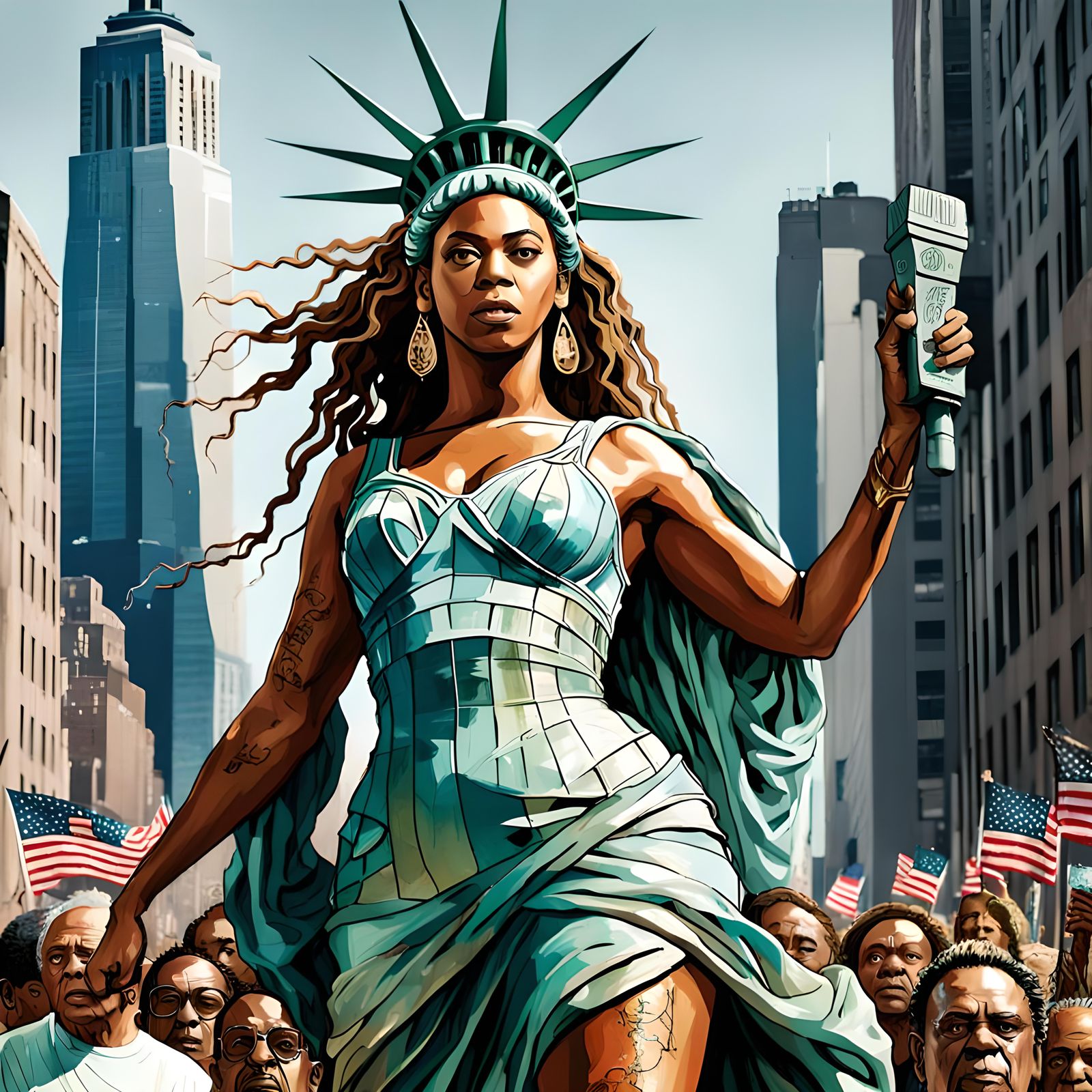 Statue of Liberty Protest: Hyperrealistic 8k Resolution Conc...