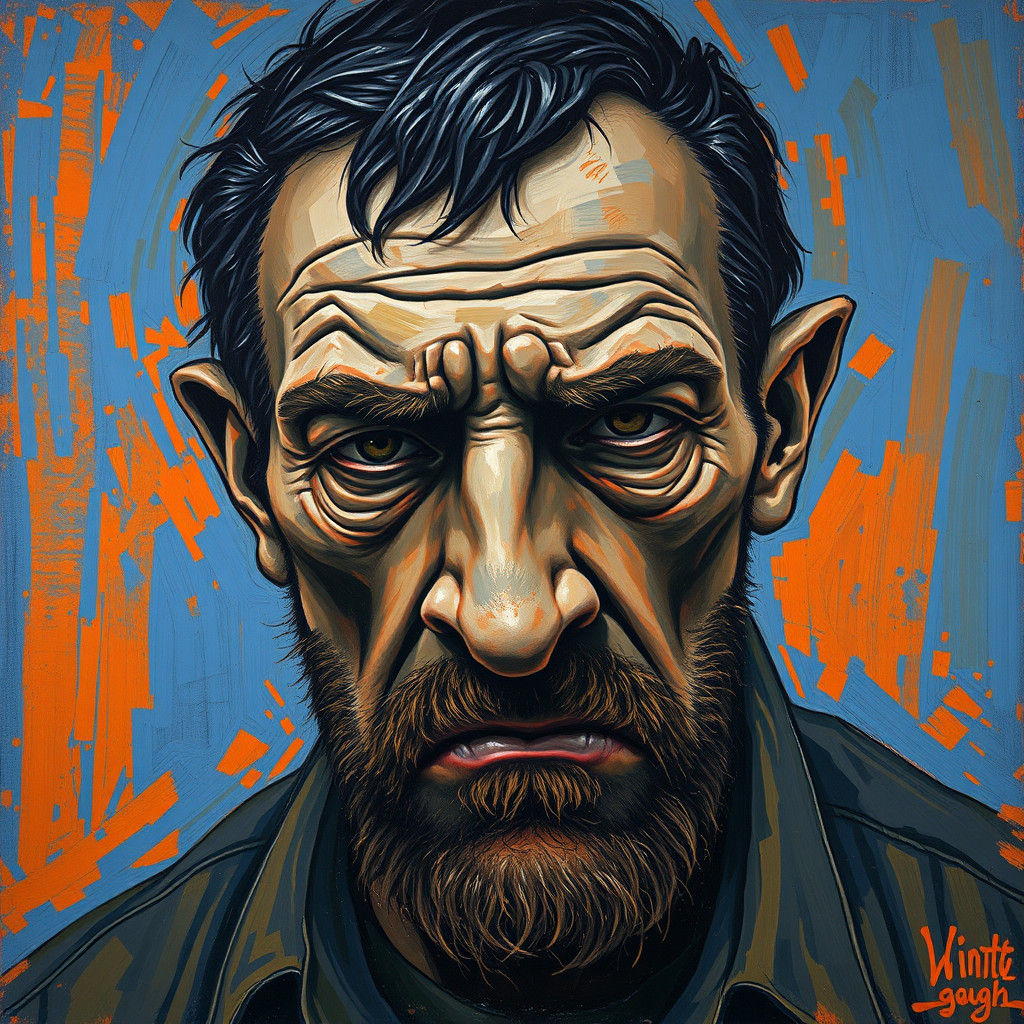 Introspective Portrait in Post-Impressionist Style