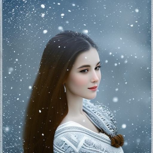 Serene Girl in Snowy Winter Portrait