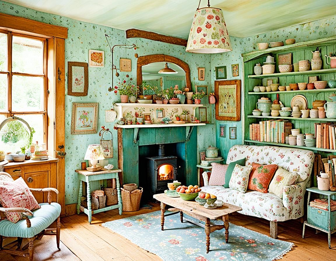 Cozy Whimsical Home in Watercolor Style