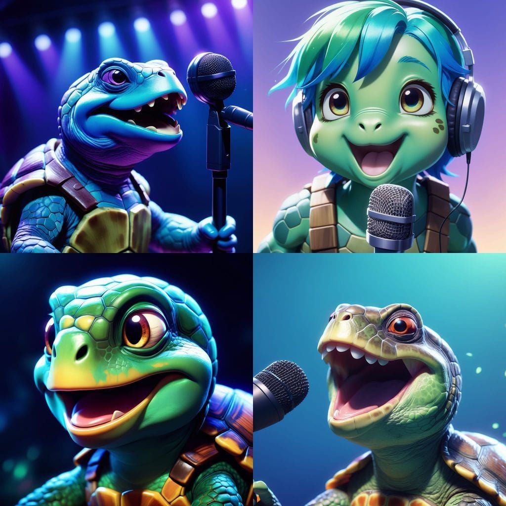 Singing Turtle in Anime Manga Style