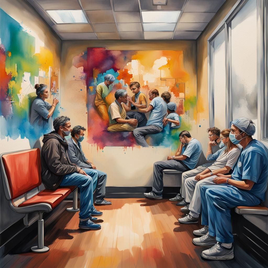 Doctor's Waiting Room in Hyperrealistic Splash Art