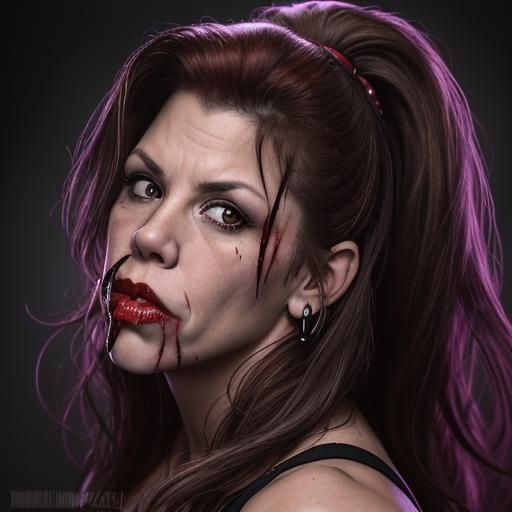 Mickie James Portrait with Blood Drip Effect