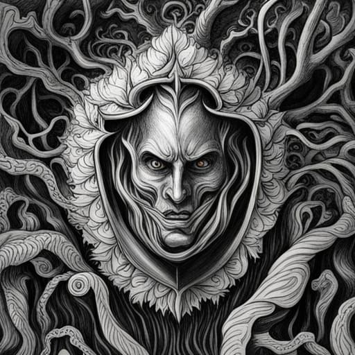 Hyperdetailed Charcoal Garden Shield, Horror Aesthetic