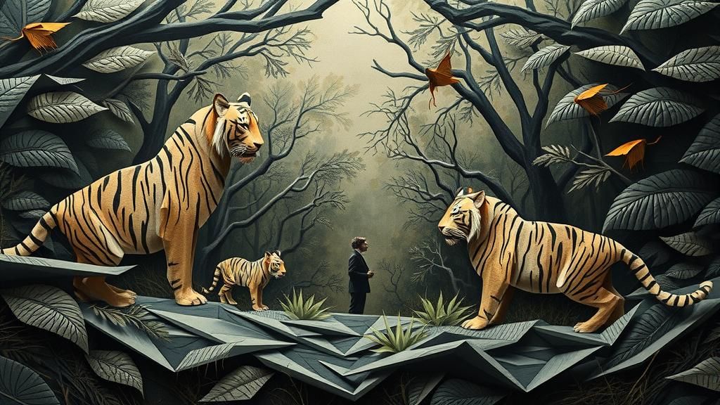 Surreal Origami Jungle with Abstract Motifs