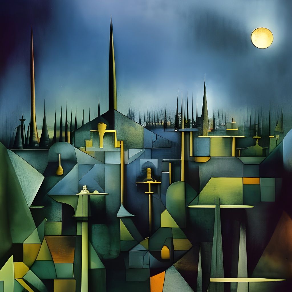 Surreal Hallucinatory Watercolor Painting in Deep Color