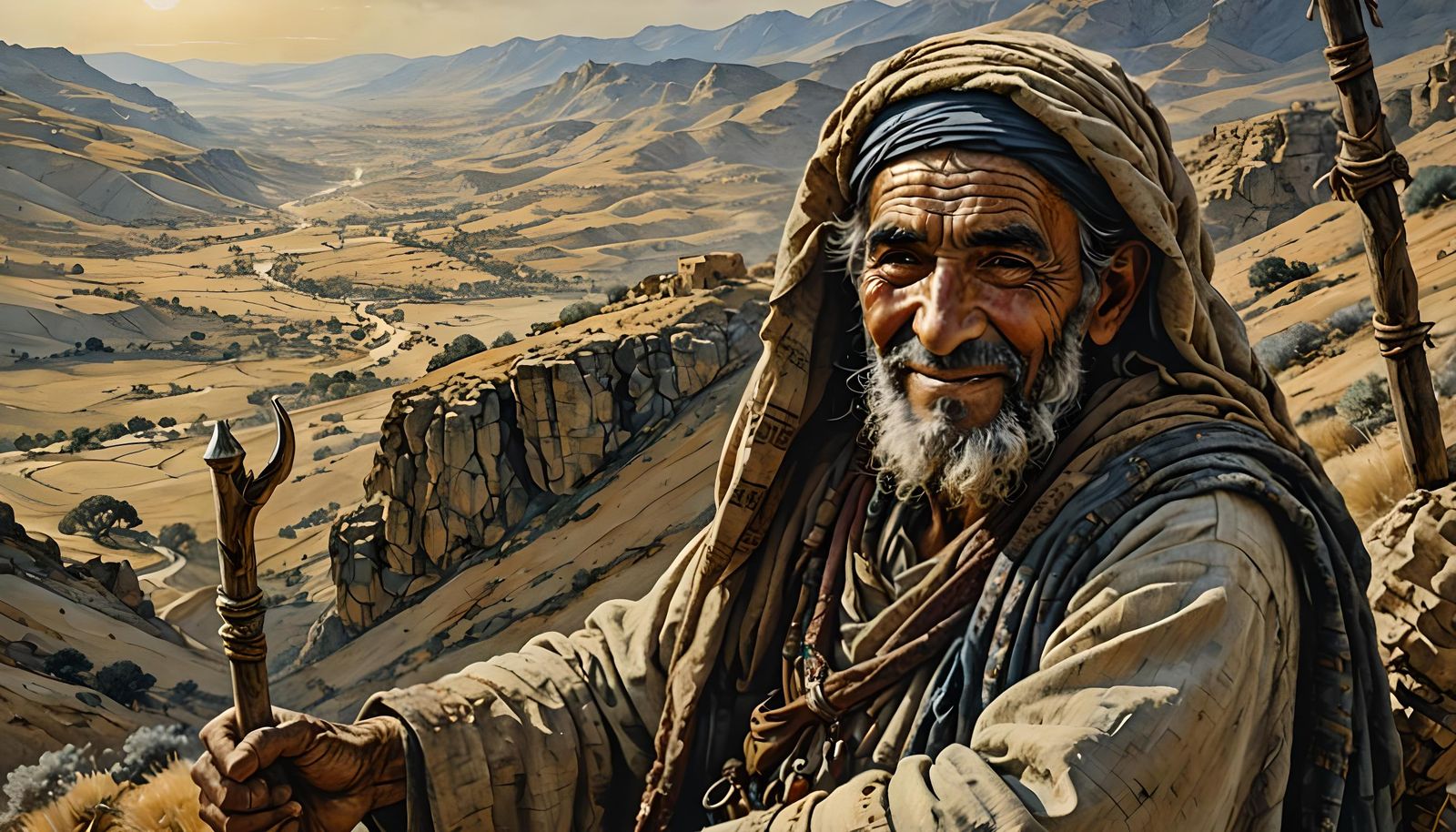 Smiling Arab Nomad in Ancient Israel, Rackham Style