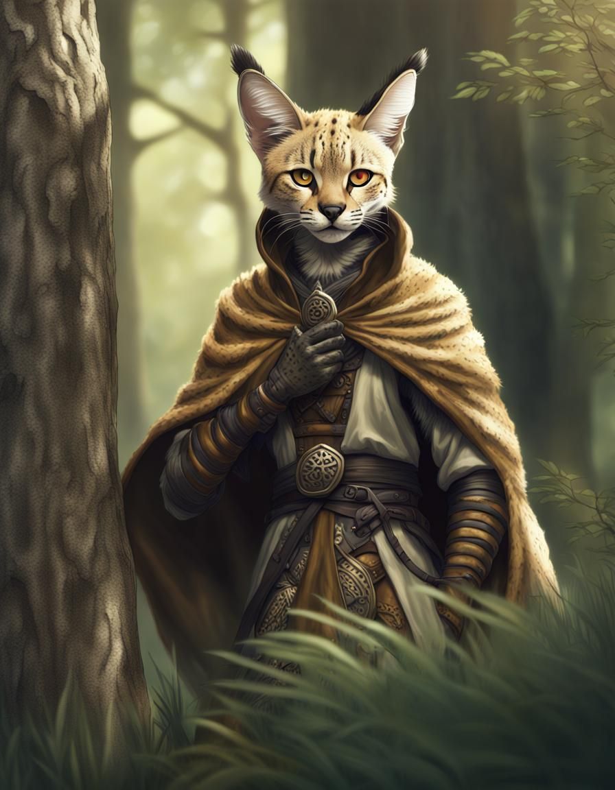 Anthro serval in the woods