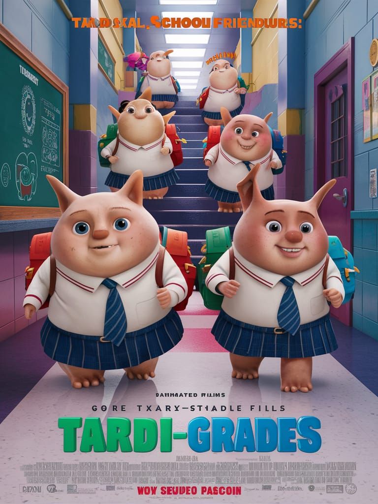 Adorable Tardigrades in School: Animated Movie Poster