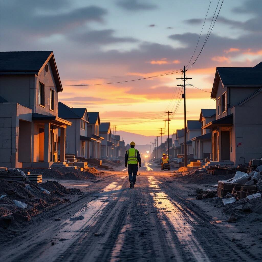 Construction Street Scene with Warm Hues