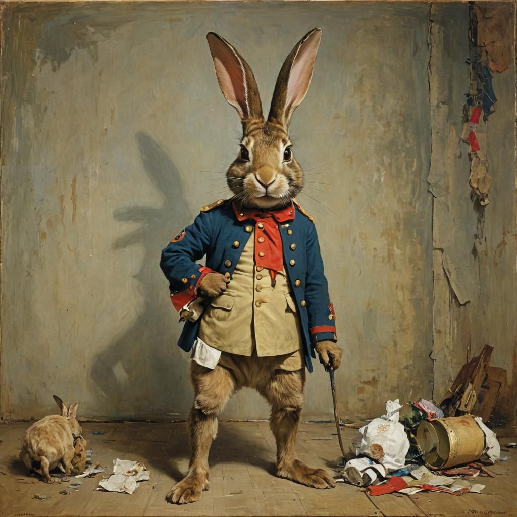 Rabbit-Led Regiment Inspired by Historical Art