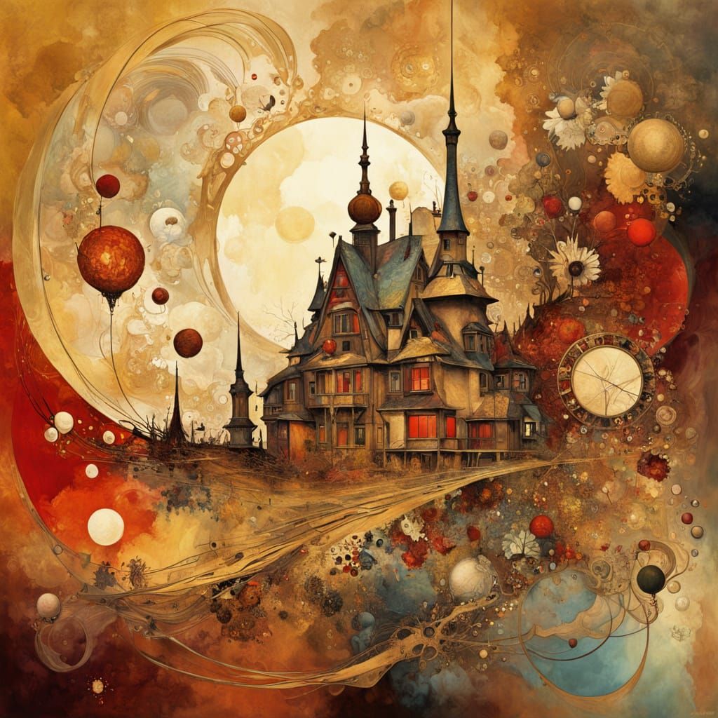 Surreal Abstract Landscape with Fractal Mandelbrot Design