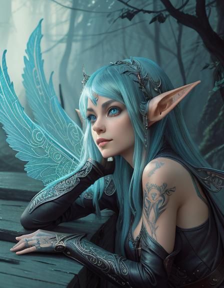 Bioluminescent Chibi Pixie in Fantasy Forest