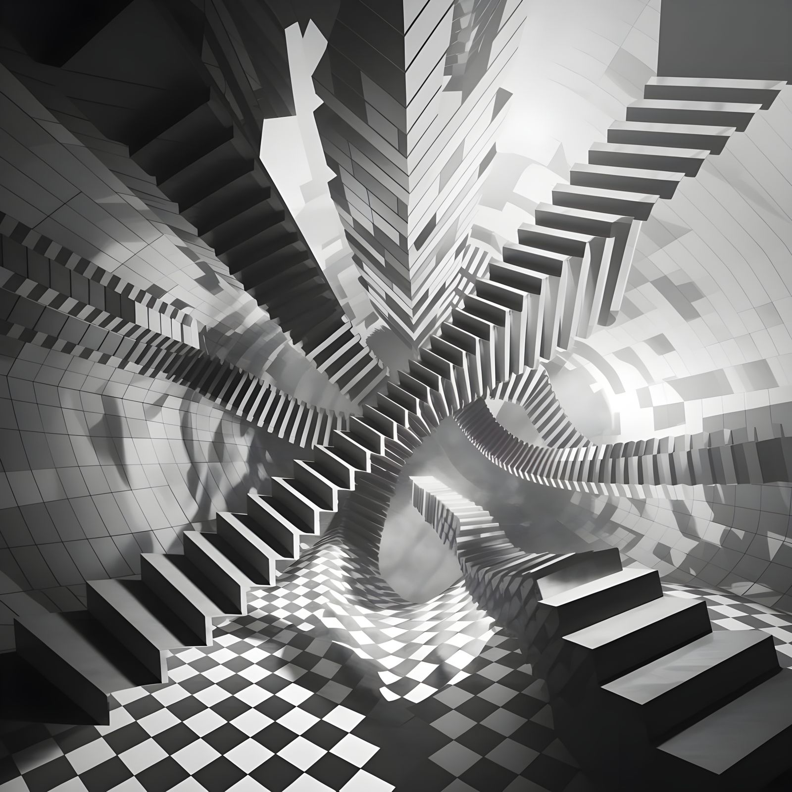 Surreal Architecture in Optical Illusion Style