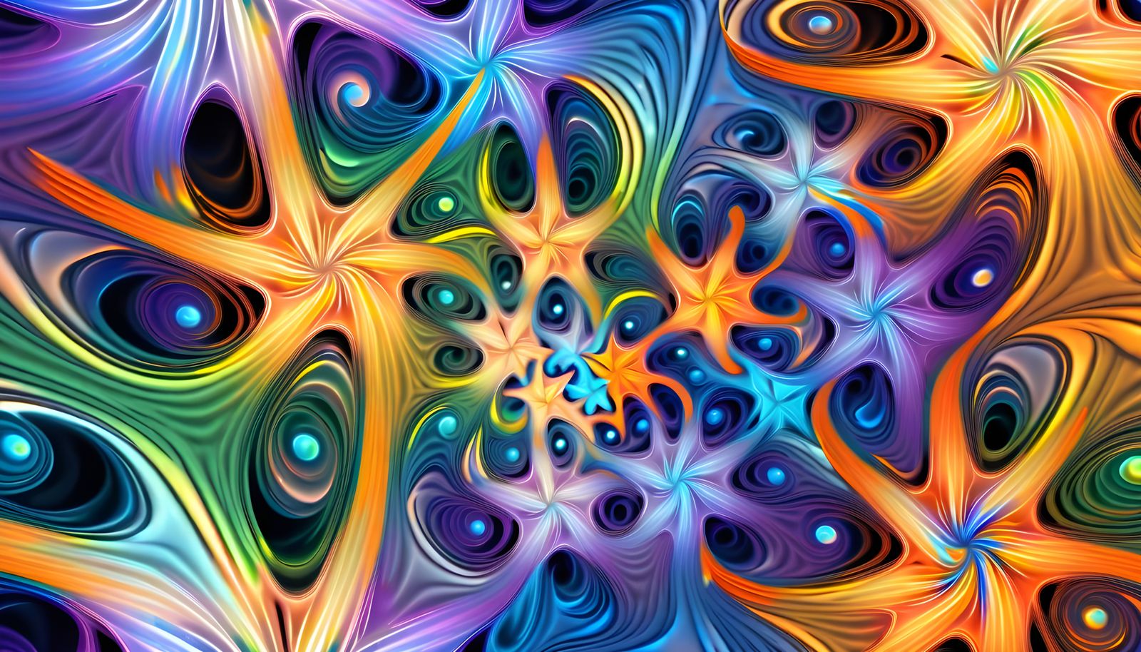 Iridescent Pastel Star Vortex in Abstract Fractal Style