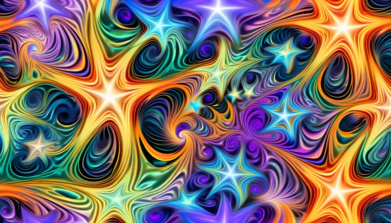 Iridescent Pastel Star Vortex: Abstract Plasma Art