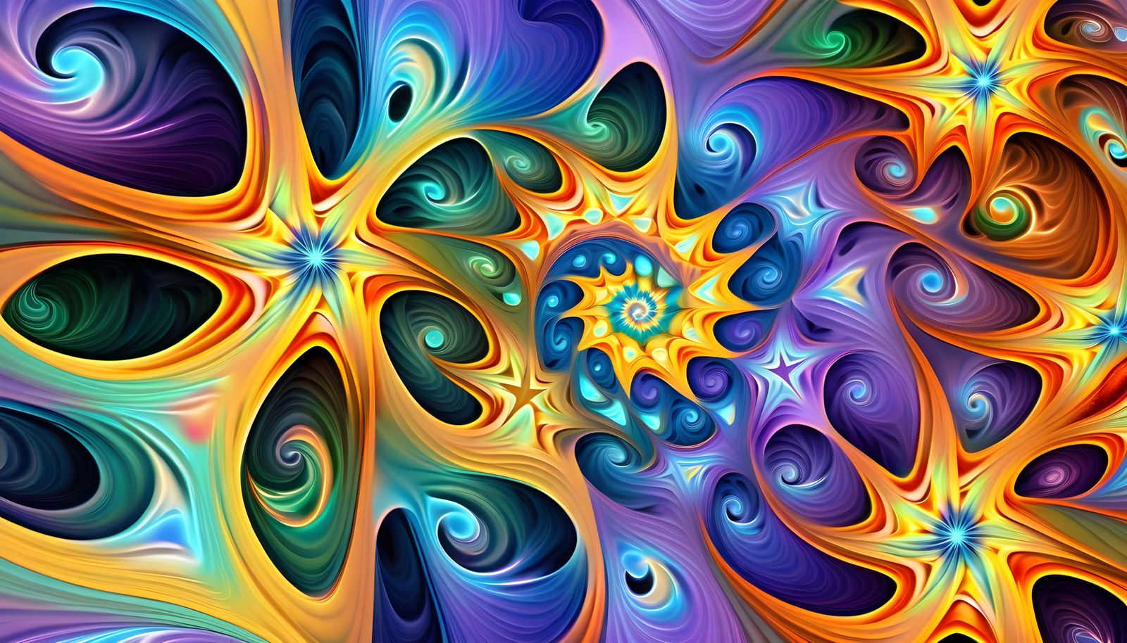 Iridescent Pastel Star Vortex in Oil Paint Style