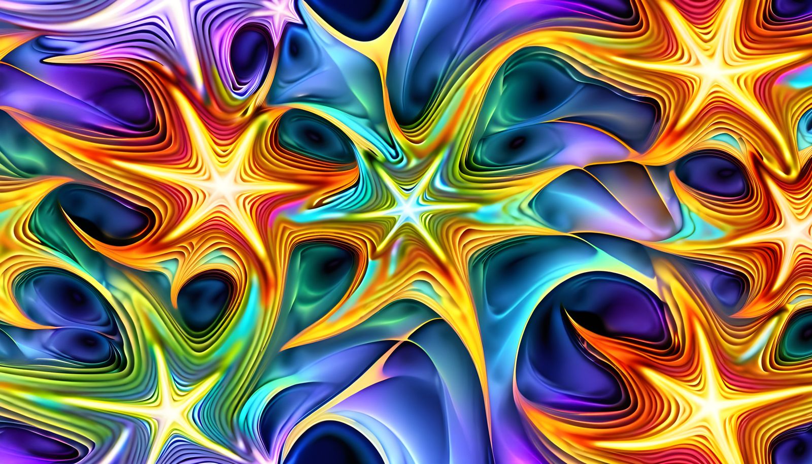 Iridescent Pastel Star Vortex in 3D Abstract Fractal