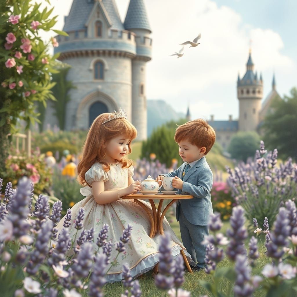 Whimsical Garden Tea Party with Princess and Prince