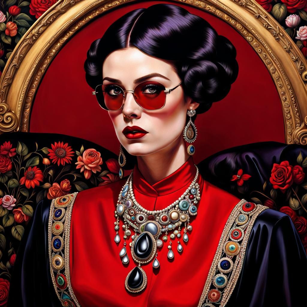 Psychedelic Art Nouveau Portrait of a Sophisticated Lady