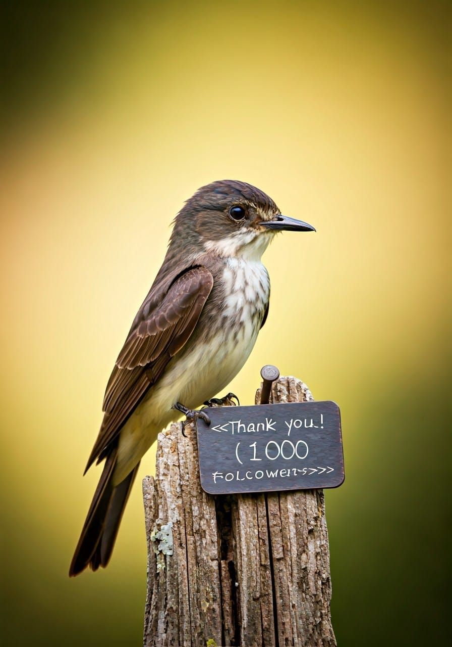 Phoebe Bird Delivers Thank You Note in Photorealistic Style