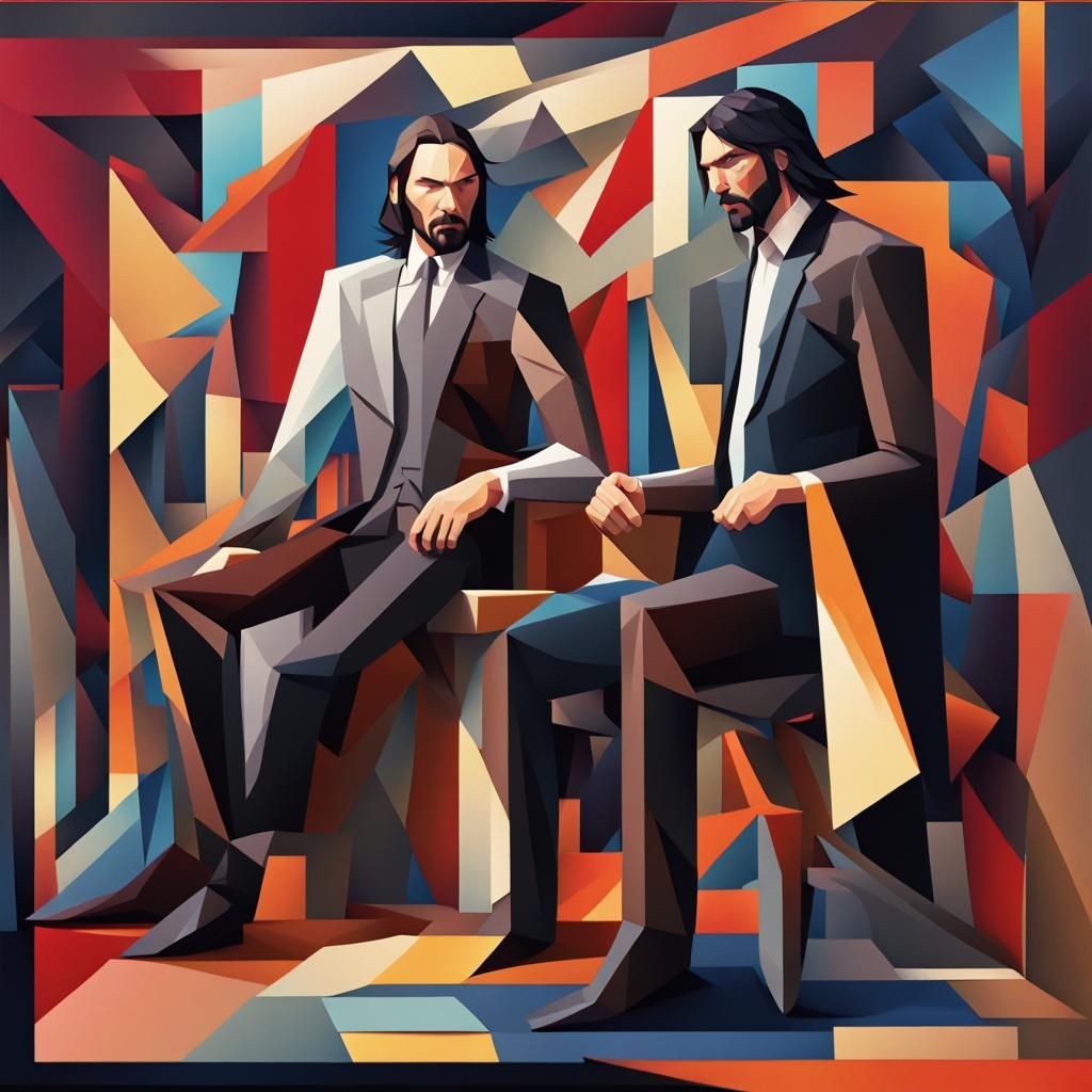 John Wick and Thor in Cubist Art Deco Style