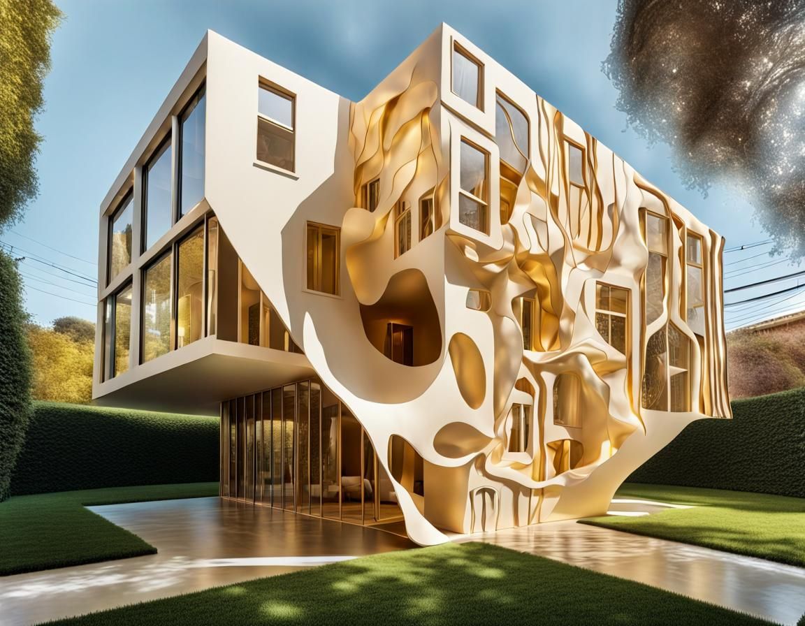 Surreal House Collage in Hyperrealistic Style