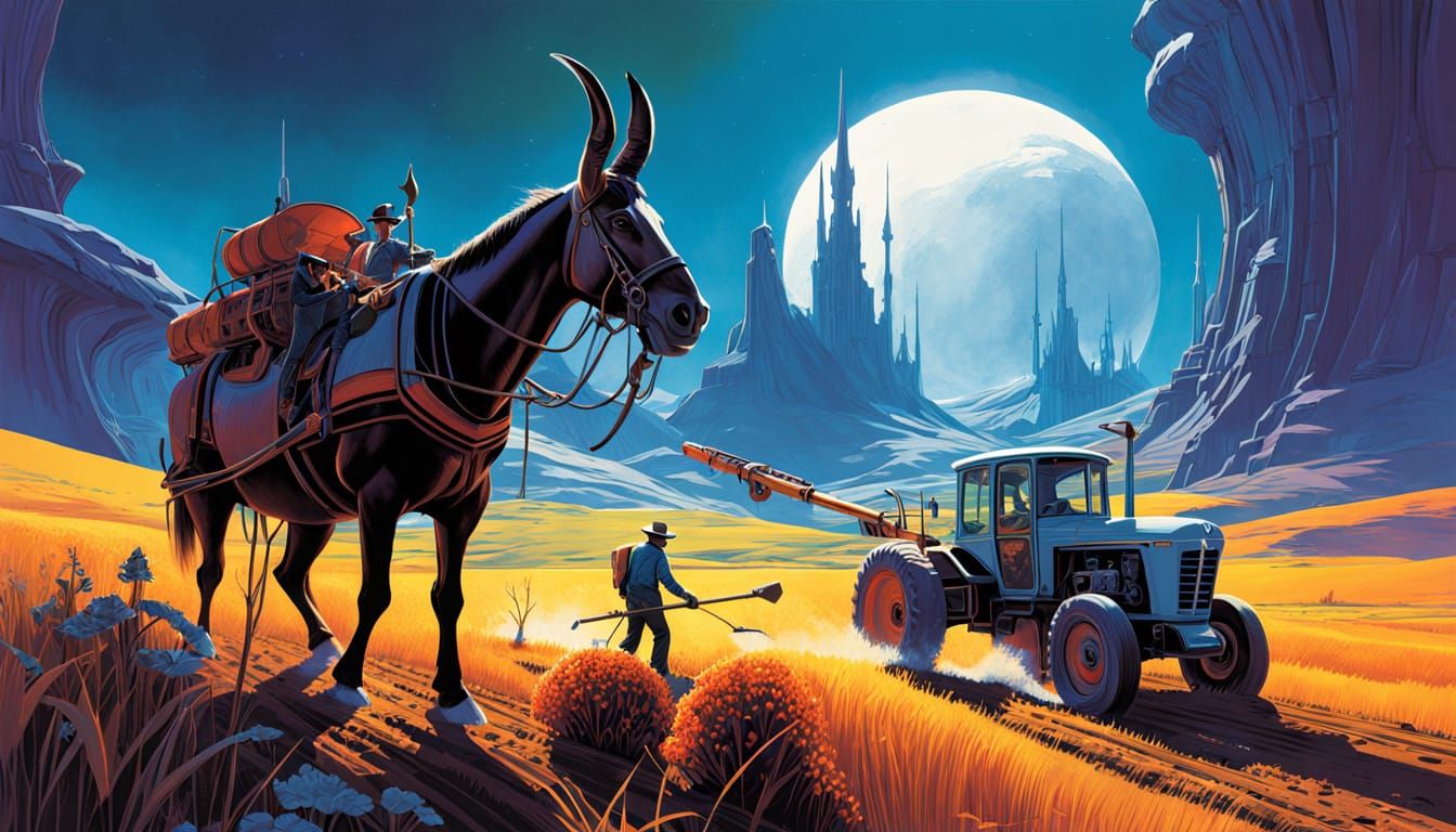 Old West Farmer vs New Age Farmer Plowing Fields