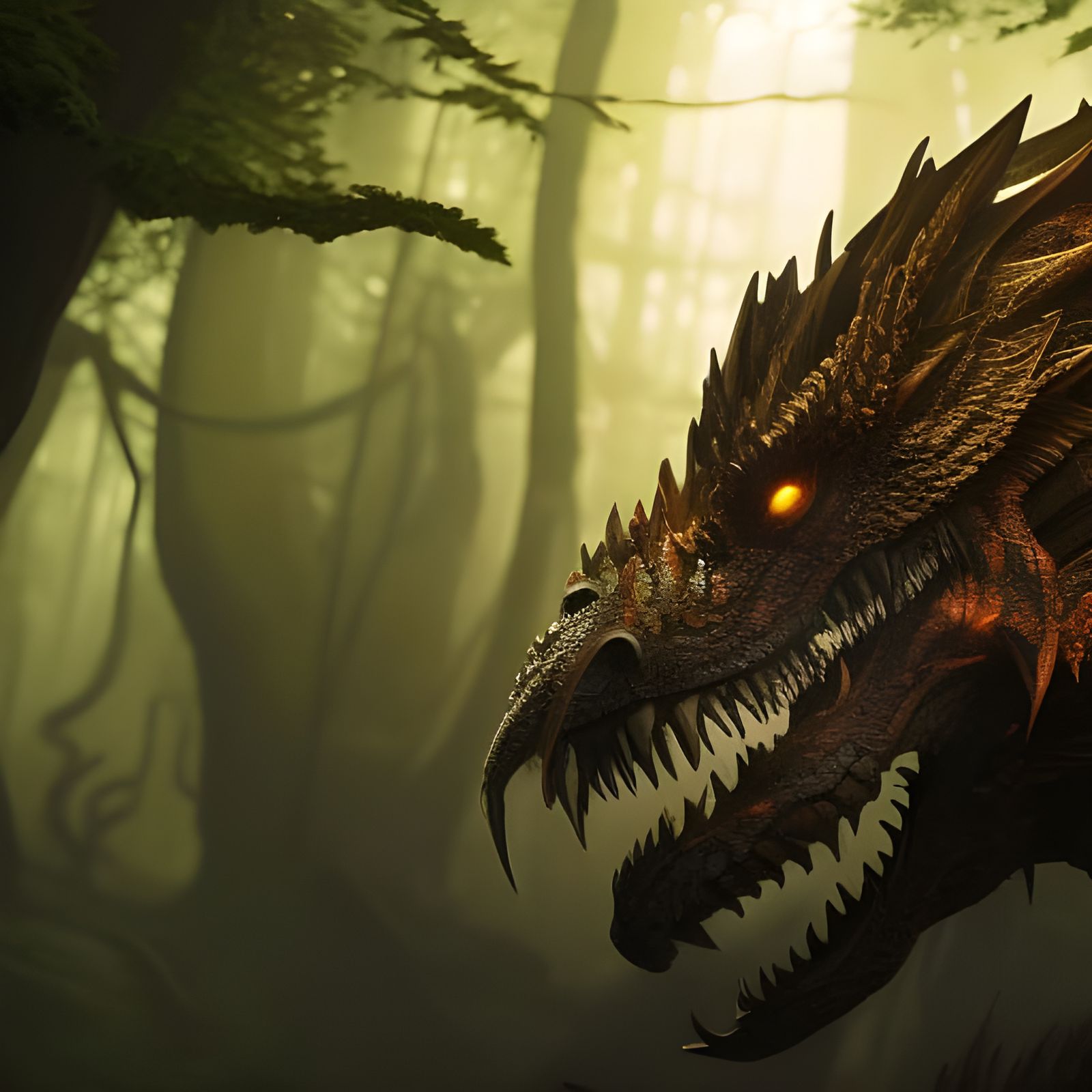 Undead Dragon in Dystopian Fantasy Wonderland