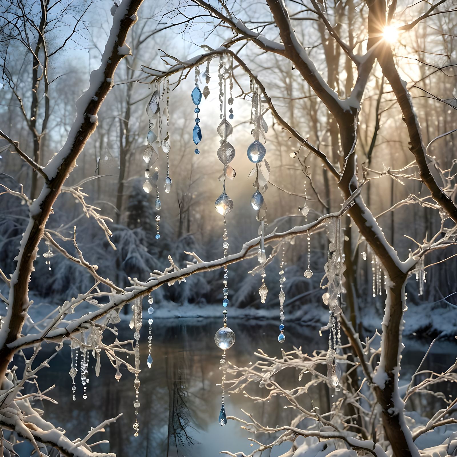 Crystal Ornament Refracts Light in Ethereal Landscape