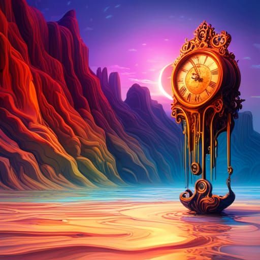 Abstract Melting Clocks in Bright Colors