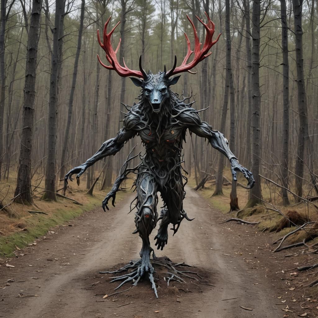 Mystical Creature Takes Flight in Dead Forest