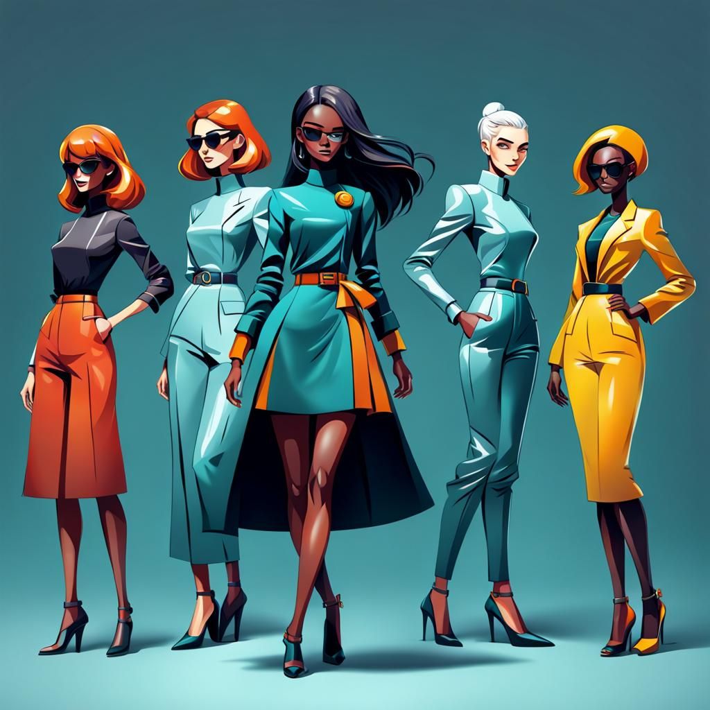 Stylish Character Design of Model Girl and Humans