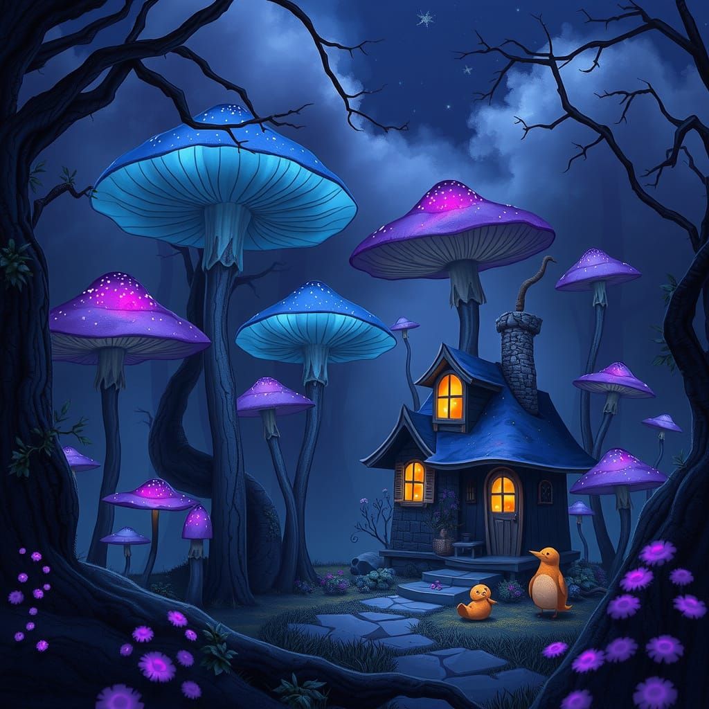 Whimsical Twilight Forest Scene in a Studio Ghibli-Inspired ...